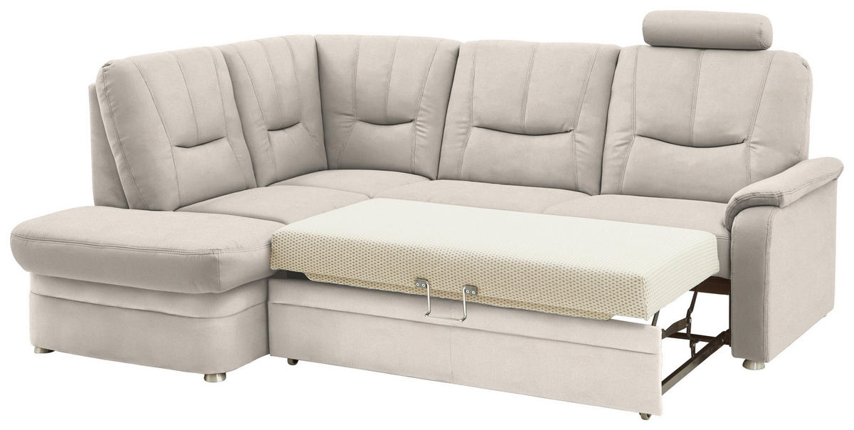 ECKSOFA Chenille Naturfarben  - Schwarz/Naturfarben, Konventionell, Kunststoff/Textil (185/235cm) - Beldomo Comfort