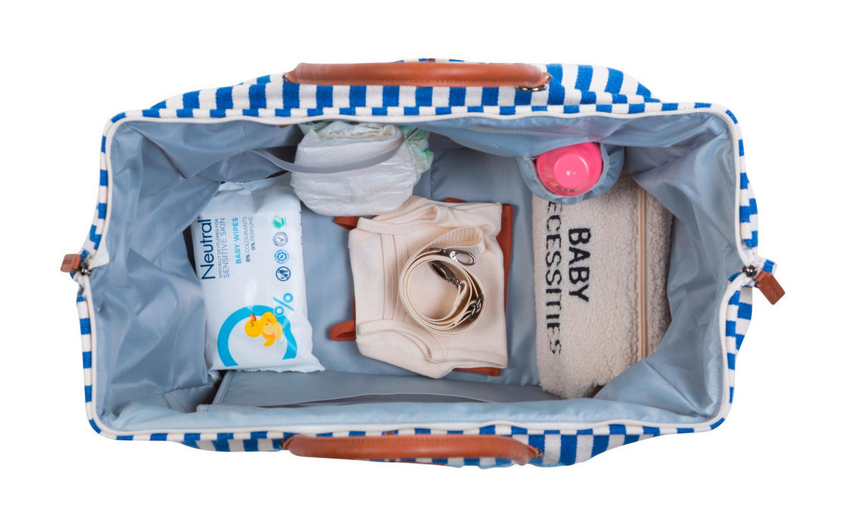 WICKELTASCHE Mommy Bag Blaue Streifen  - Weiß/Grau, KONVENTIONELL, Kunststoff/Textil (55/30/40cm) - Childhome