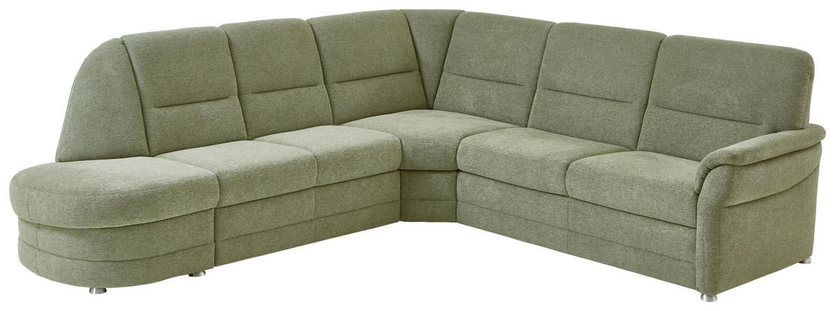 ECKSOFA Grün Flachgewebe  - Alufarben/Grün, KONVENTIONELL, Textil (273/253cm) - Beldomo Comfort