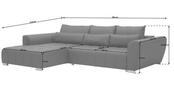 ECKSOFA in Webstoff Hellgrau  218/304 cm  - Silberfarben/Hellgrau, MODERN, Kunststoff/Textil (218/304cm) - Carryhome