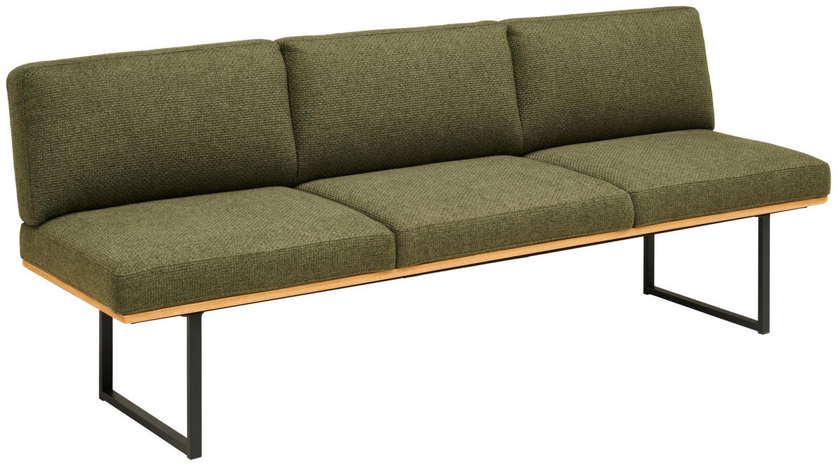 SITZBANK Holz, Metall, Textil Graphitfarben, Dunkelgrün  - Dunkelgrün/Graphitfarben, Design, Holz/Textil (220/86/68cm) - Cassando