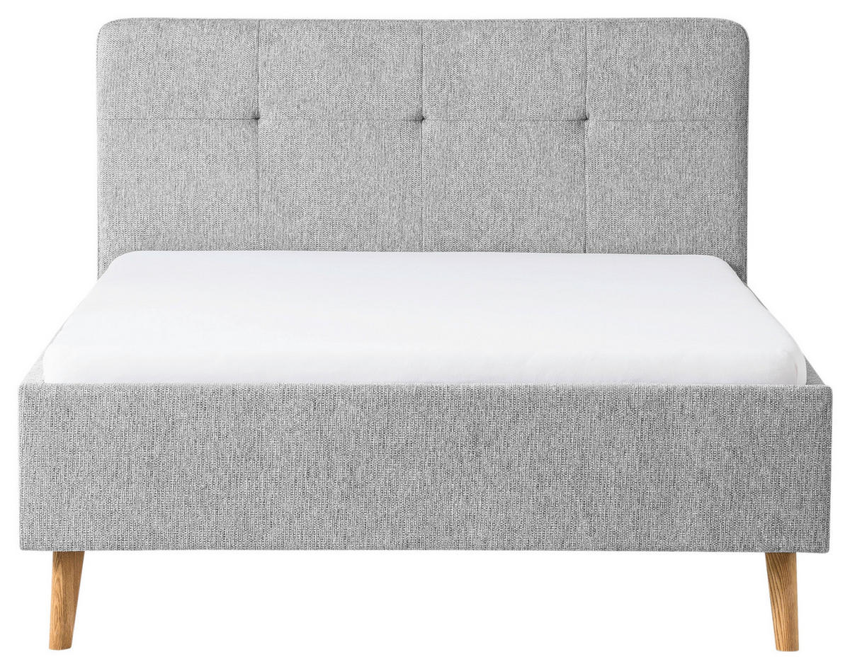 POLSTERBETT 140/200 cm, inkl.  in Grau  - Eichefarben/Grau, Basics, Holz/Textil (140/200cm) - Boxxx