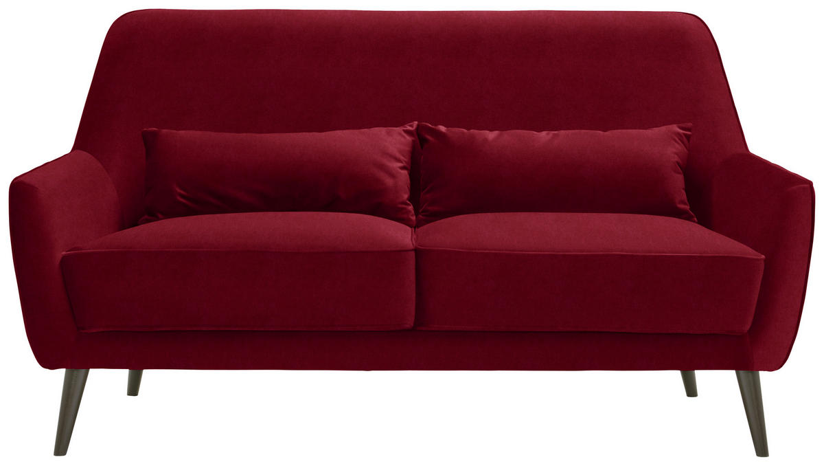 3-SITZER-SOFA Mikrofaser Rot  - Rot/Schwarz, Trend, Holz/Textil (160/86/80cm) - MID.YOU