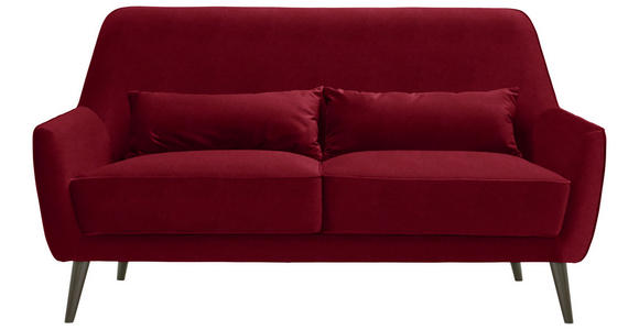 3-SITZER-SOFA in Mikrofaser Rot  - Rot/Schwarz, Trend, Holz/Textil (160/86/80cm) - Carryhome