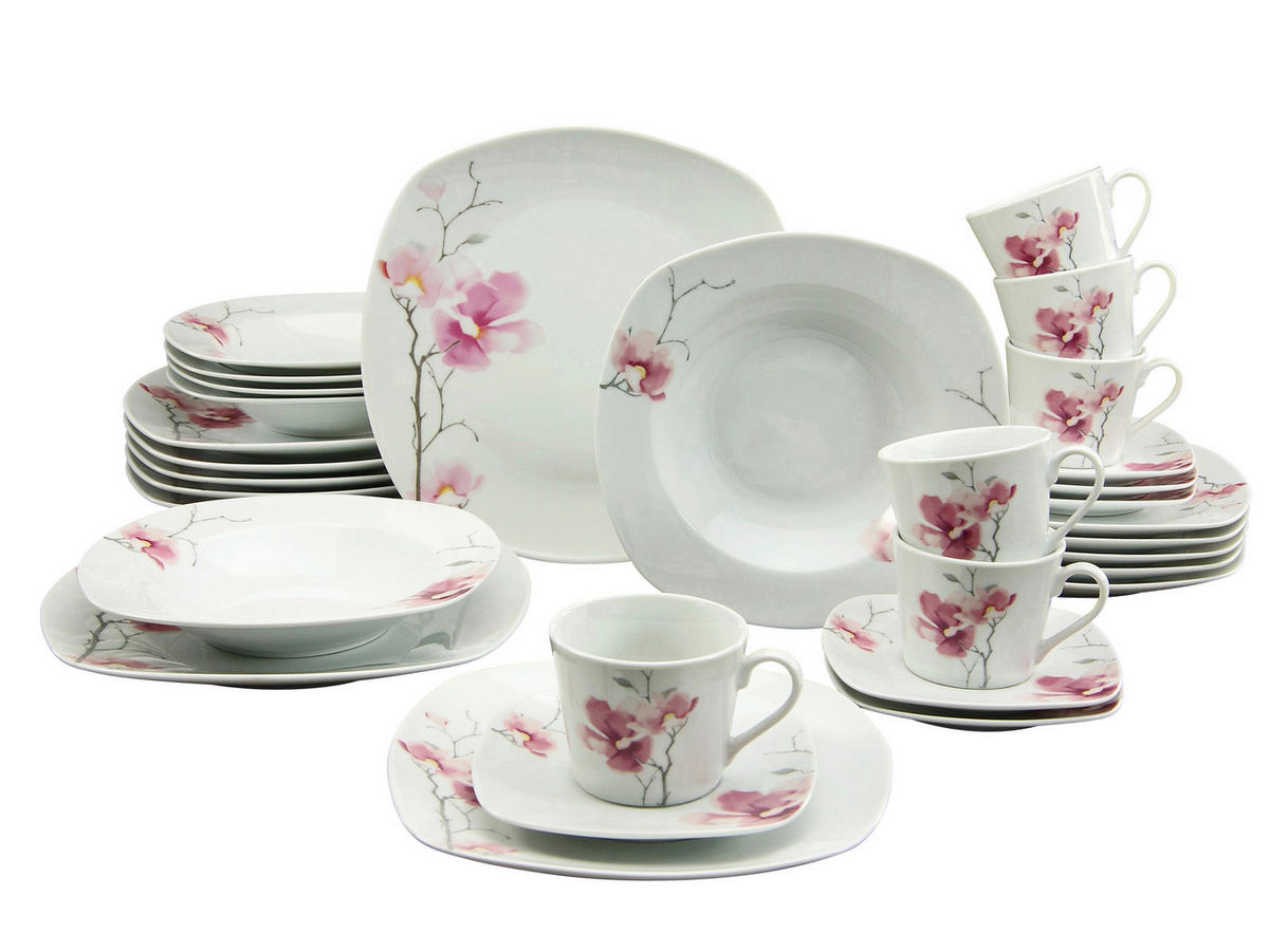KOMBINOVANÝ SERVIS, 30-dielne, porcelán - biela, Trend, keramika - Creatable