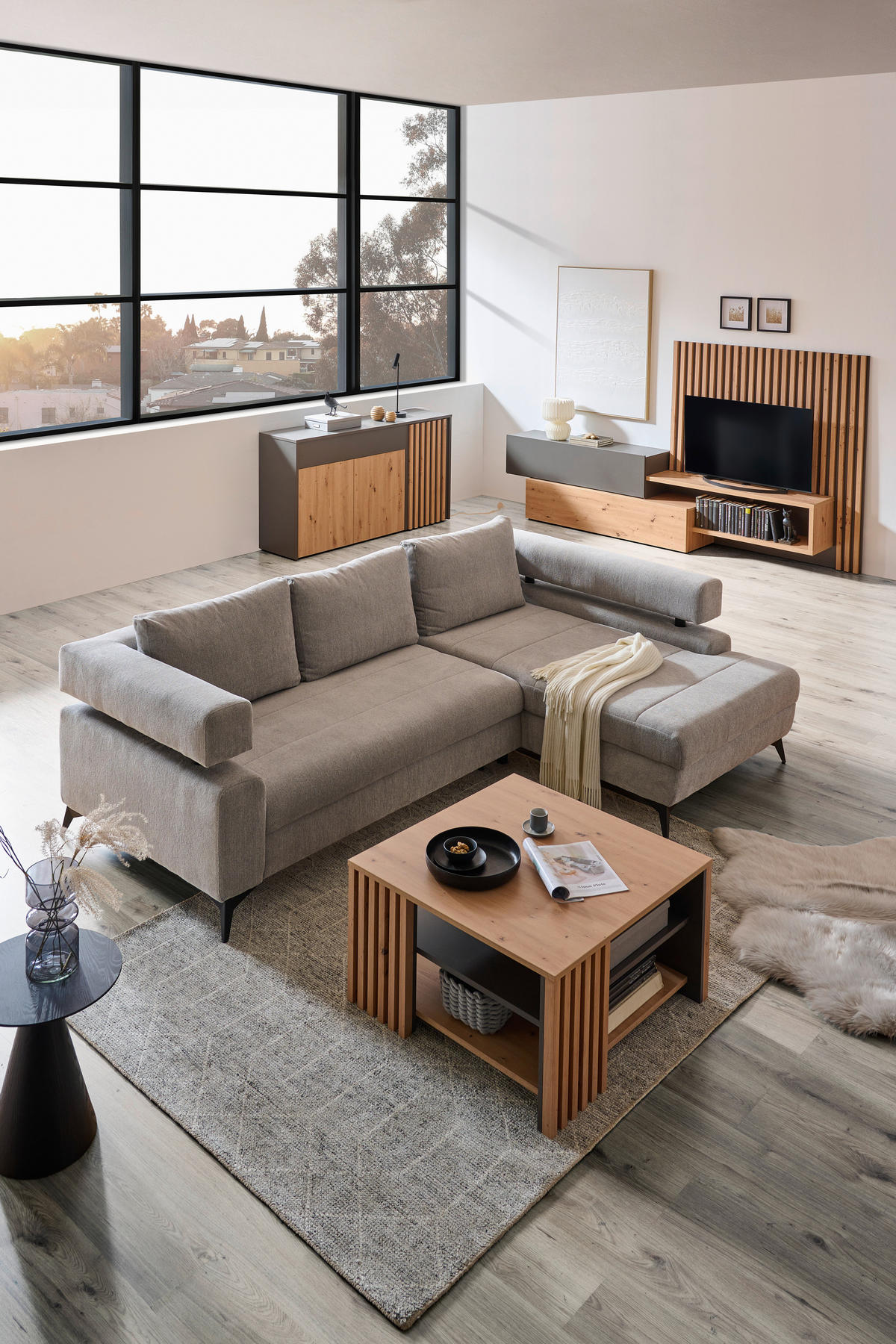 SIDEBOARD  in 164,2/87,9/42 cm  - Eiche Artisan/Grau, Trend, Holzwerkstoff (164,2/87,9/42cm) - Carryhome