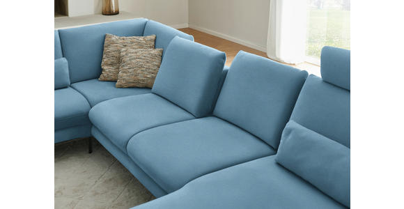 WOHNLANDSCHAFT  in Chenille, Flachgewebe Blau  - Blau/Schwarz, Design, Textil/Metall (208/344/180cm) - Dieter Knoll