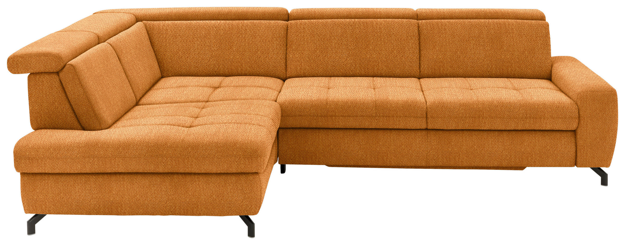 ECKSOFA in Chenille Orange  220/310 cm  - Schwarz/Orange, Design, Textil/Metall (220/310cm) - Beldomo Style