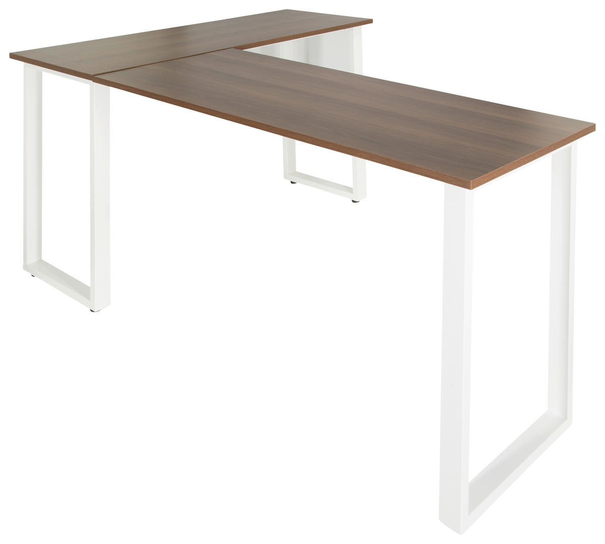 HÖRNSKRIVBORD 165/120/75 cm  in vit, valnötsfärgad  - vit/valnötsfärgad, Basics, metall/trämaterial (165/120/75cm) - MID.YOU