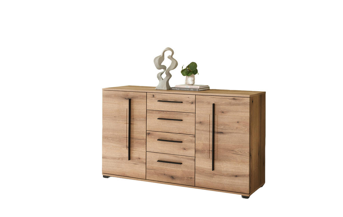 SIDEBOARD  150/86/42 cm 4 Schublade(n)  - Eichefarben/Schwarz, Design, Holzwerkstoff/Kunststoff (150/86/42cm) - Livetastic