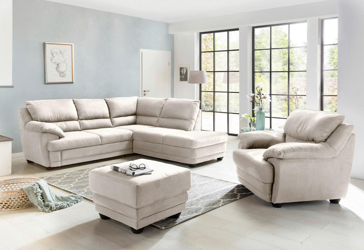 HOCKER in Textil Sandfarben  - Sandfarben/Schwarz, Design, Kunststoff/Textil (65/46/65cm) - Livetastic