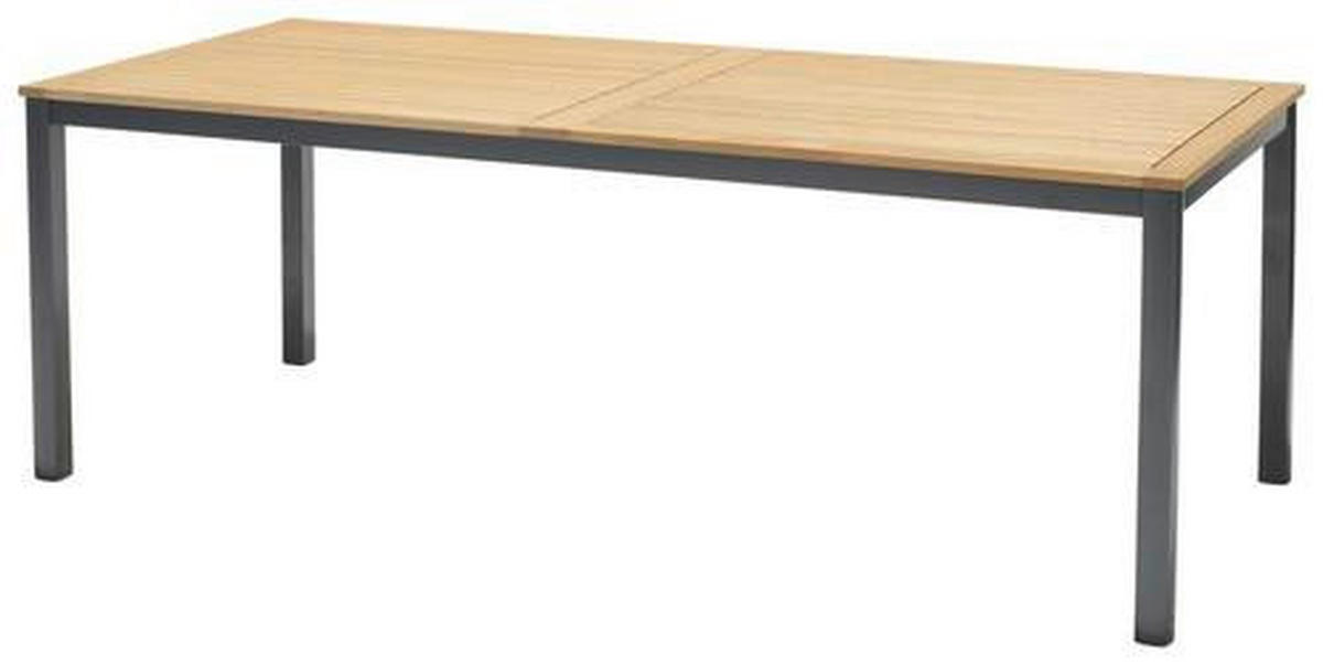 GARTENTISCH 206/90/74 cm Holz, Metall rechteckig Dunkelgrau, Teakfarben von AMBIA GARDEN