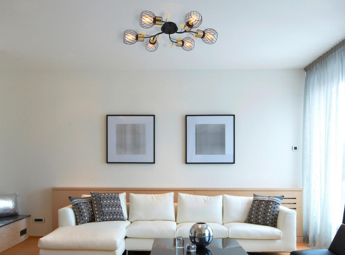 MENNYEZETI LÁMPA - fekete/sárgarézszínű, Basics, fém (71/54/16,5cm) - Globo