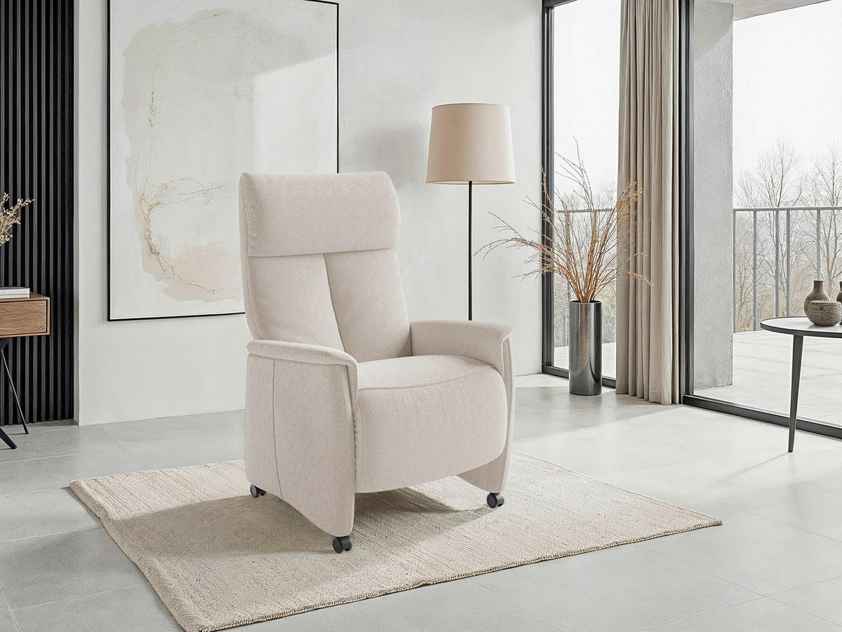 RELAXAČNÍ KŘESLO, textil, krémová - černá/krémová, Basics, textil/plast (76/110/84cm) - Sit & More