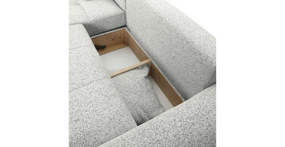 Ecksofa mit Funktion Creme Flachgewebe Zierkissen, Rückenkissen, Bettkasten, Schlaffunktion, Rücken echt, Liegefläche im Originalstoff  - Creme/Schwarz, KONVENTIONELL, Kunststoff/Textil (190/277cm) - Carryhome