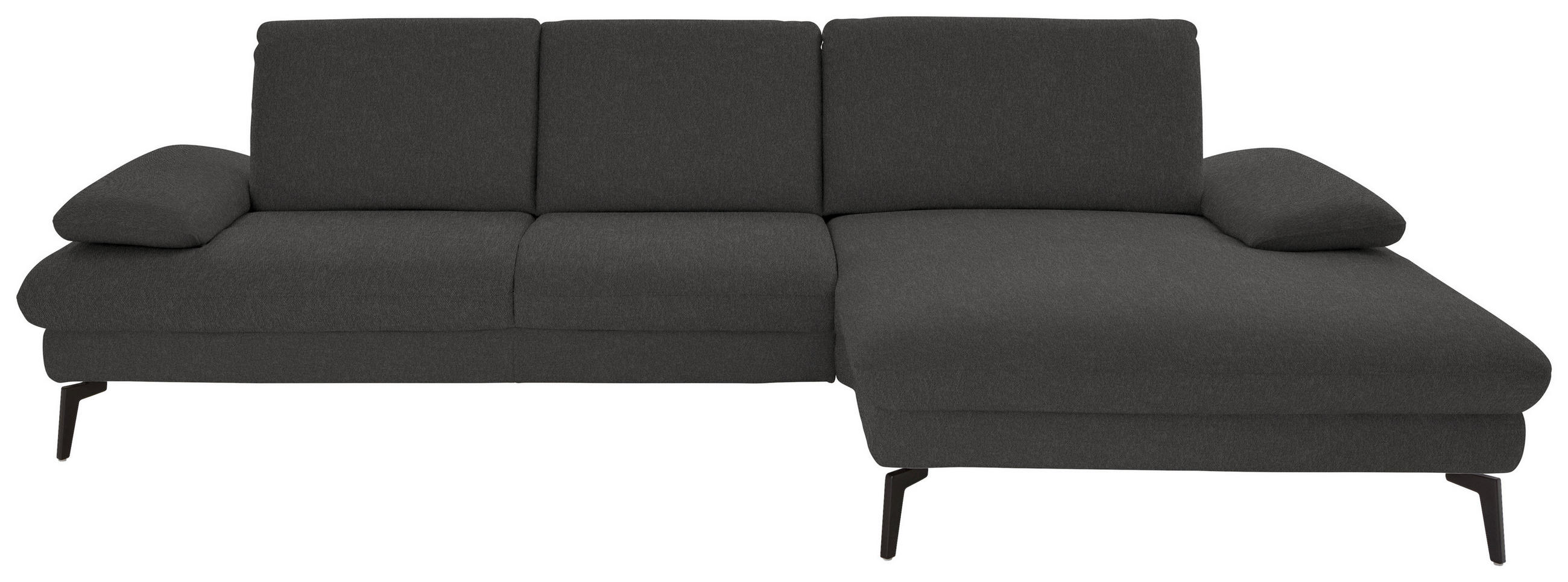 ECKSOFA in Chenille, Mikrofaser Graubraun  - Graubraun/Schwarz, Design, Textil/Metall (299/157cm) - Dieter Knoll