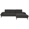 ECKSOFA in Chenille, Mikrofaser Graubraun  - Graubraun/Schwarz, Design, Textil/Metall (299/157cm) - Dieter Knoll