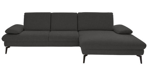 ECKSOFA in Chenille, Mikrofaser Graubraun 299/157 cm - Graubraun/Schwarz, Design, Textil/Metall (299/157cm) - Dieter Knoll