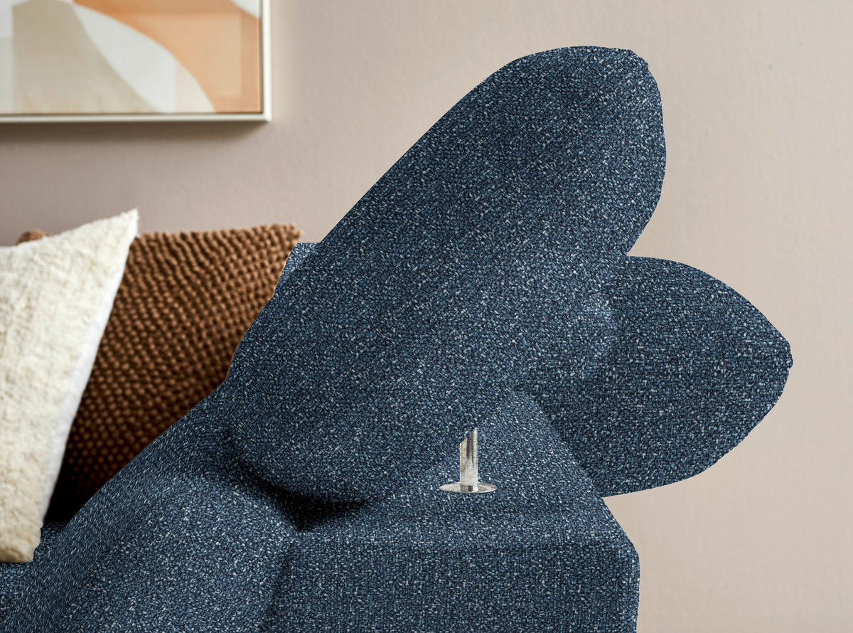 ECKSOFA in Bouclé Blau  - Blau/Eichefarben, Modern, Holz/Textil (287/212cm) - Valnatura