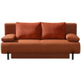 SCHLAFSOFA Webstoff Terracotta  - Terracotta/Schwarz, KONVENTIONELL, Textil/Metall (197/88/89cm) - Novel