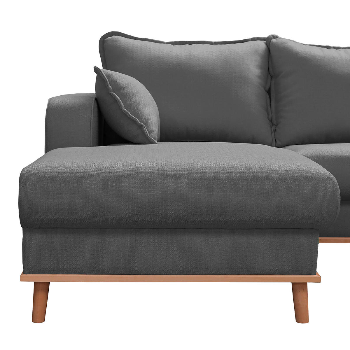 WOHNLANDSCHAFT Grau Textilgeflecht  - Wengefarben/Grau, Design, Holz/Textil (170/296/167cm) - Livetastic