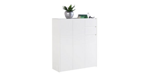 SCHUHSCHRANK 99,7/117,5/34,1 cm - Weiß, Design, Glas/Holzwerkstoff (99,7/117,5/34,1cm) - Voleo