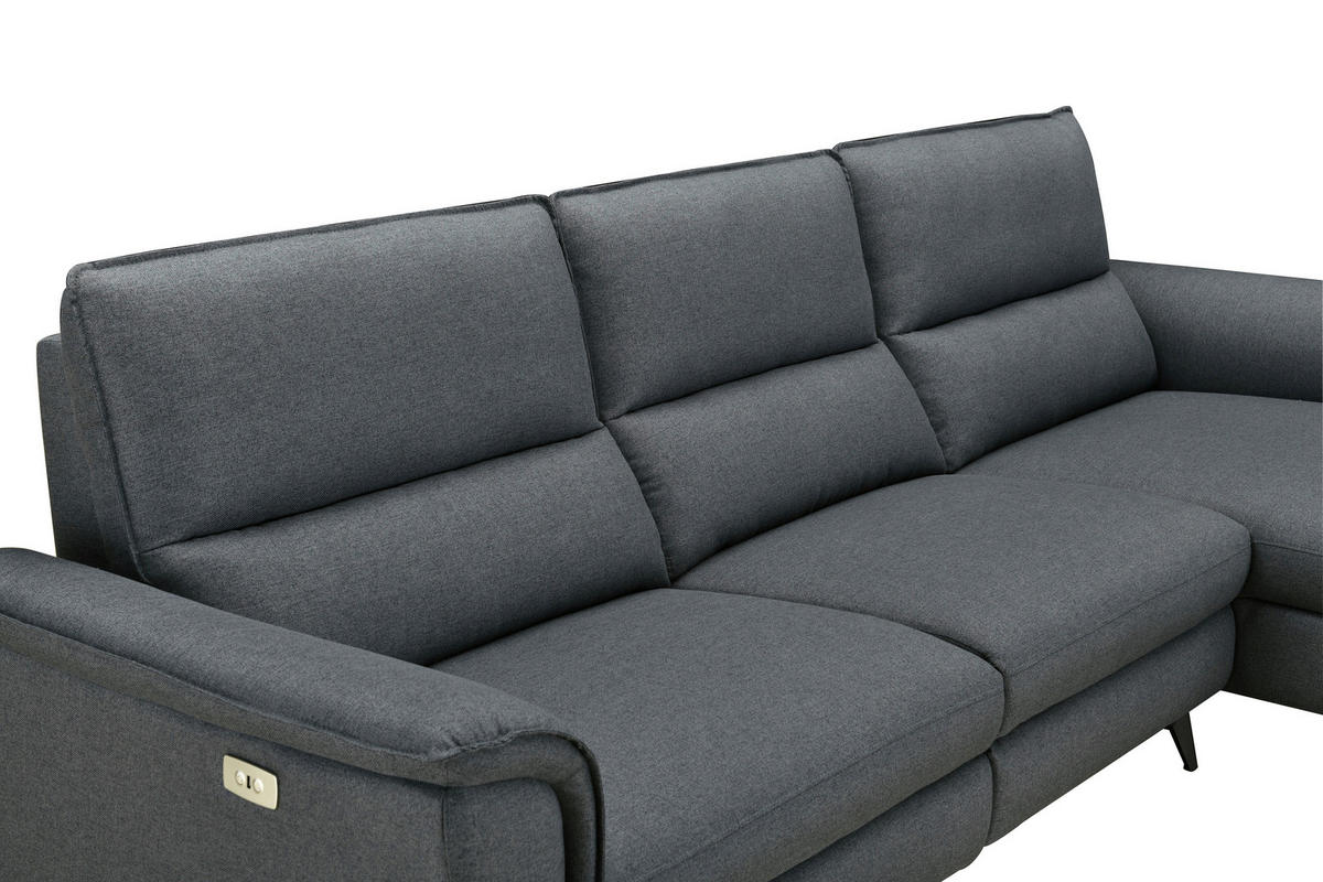 ECKSOFA Anthrazit Webstoff  - Anthrazit, Design, Textil/Metall (281/155cm) - Livetastic