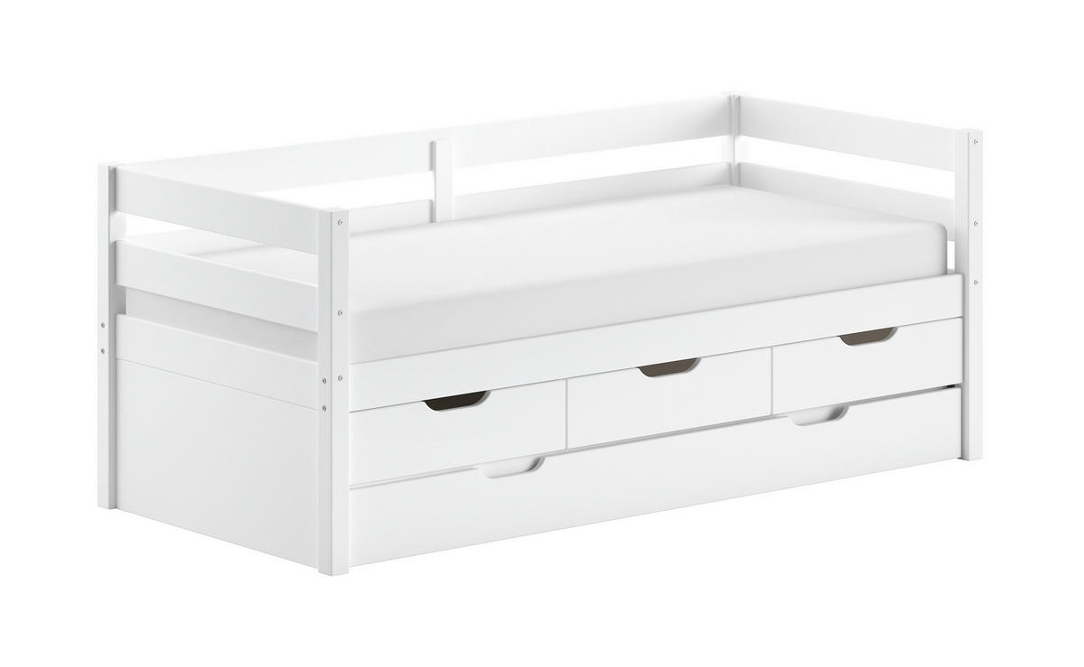 AUSZIEHBETT 90/200 cm  in Weiß  - Naturfarben/Weiß, MODERN, Holz (90/200cm) - Vipack