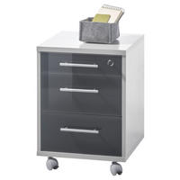 ROLLCONTAINER Graphitfarben, Hellgrau  - Silberfarben/Hellgrau, Design, Glas/Holzwerkstoff (40/56/40cm) - MID.YOU