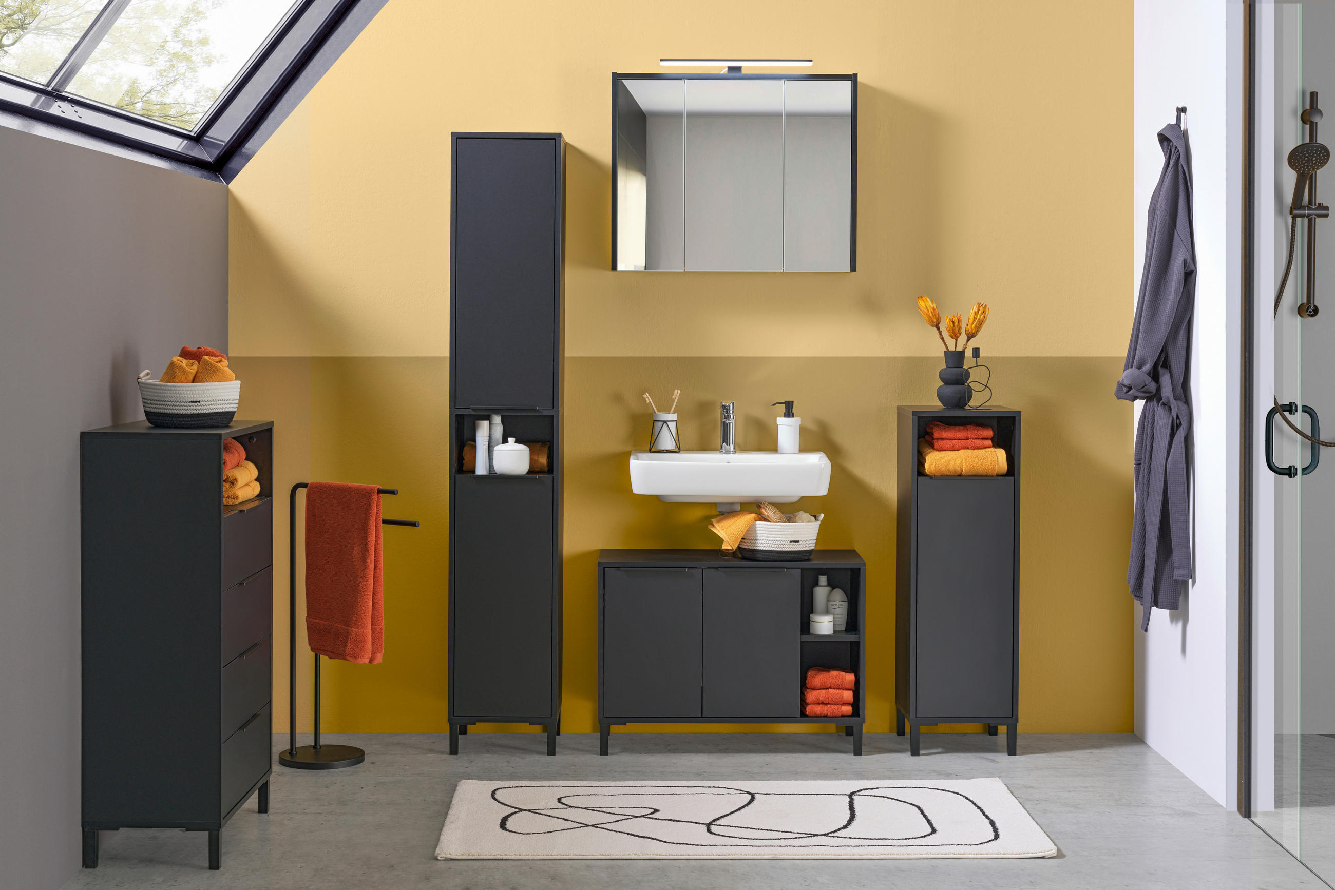 HOCHSCHRANK 33/176/33 cm  - Anthrazit/Schwarz, Basics, Holzwerkstoff/Kunststoff (33/176/33cm) - home24