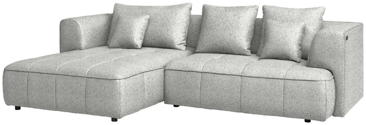 ECKSOFA Webstoff Silberfarben  - Silberfarben/Schwarz, Design, Kunststoff/Textil (188/288cm) - Welnova
