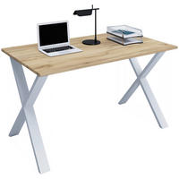 SCHREIBTISCH  in Silberfarben, Honigeiche  - Honigeiche/Silberfarben, Design, Holzwerkstoff/Metall (140/76/80cm) - MID.YOU