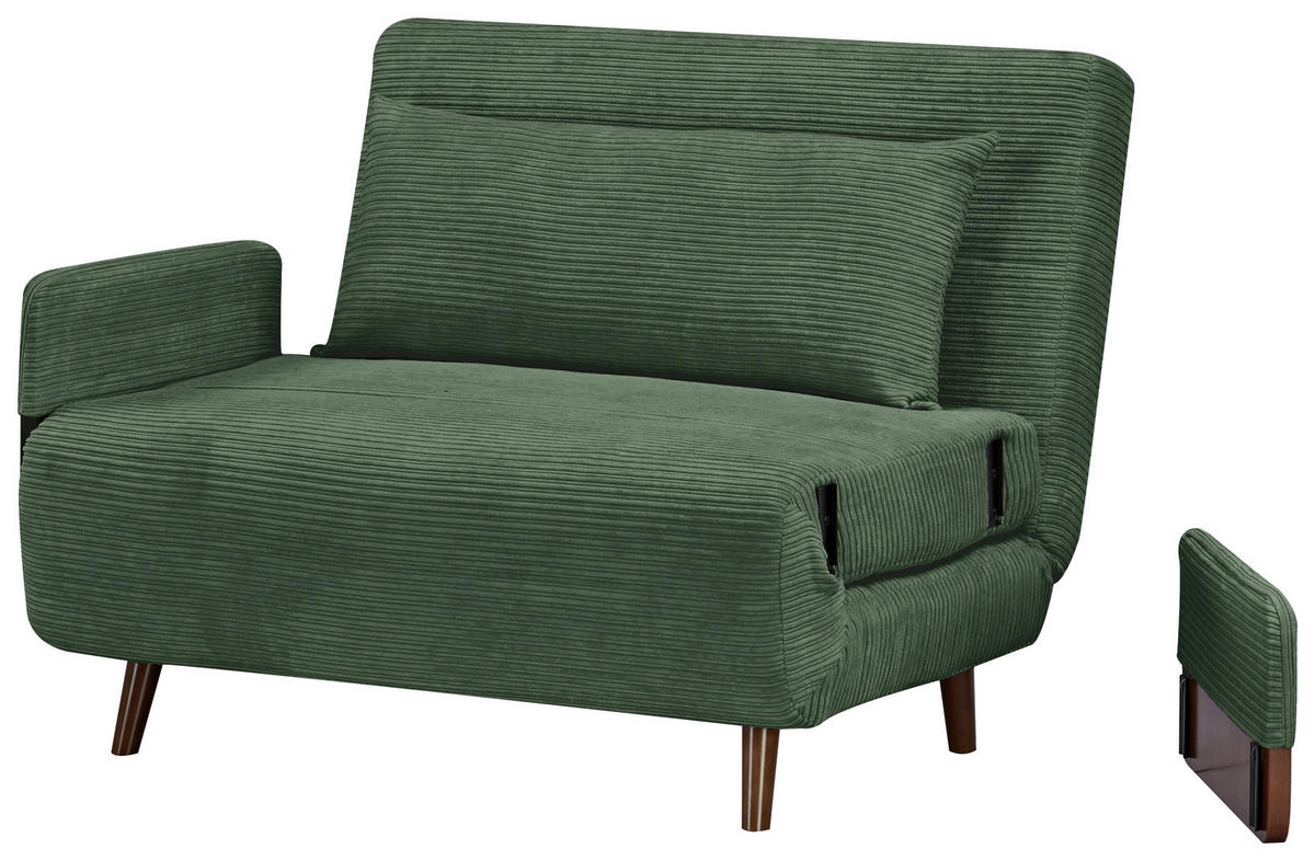 SCHLAFSESSEL Cord Grün    - Hellbraun/Grün, MODERN, Holz/Textil (107/82/91cm) - Livetastic