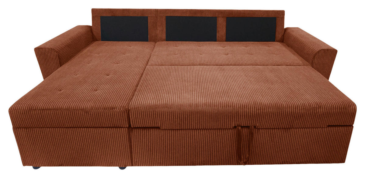 ECKSOFA TERMOLI in Cord Rostfarben  155/231 cm  - Rostfarben/Schwarz, Design, Kunststoff/Textil (155/231cm) - MID.YOU