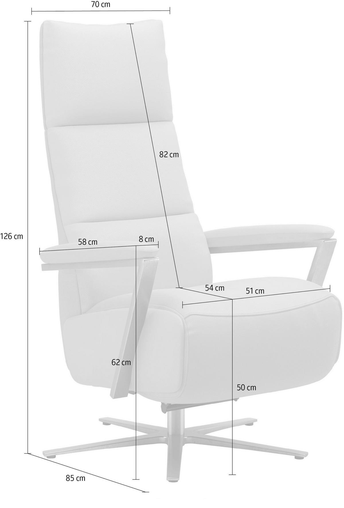RELAXSESSEL TV VARIO COMFORT E M2 Flachgewebe Kopfteilverstellung, Rücken echt    - Silberfarben/Creme, Basics, Textil/Metall (70/126/85cm) - Sit & More