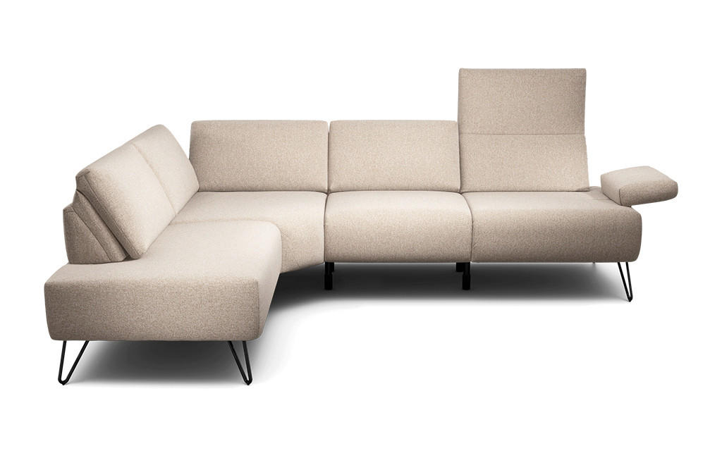 ECKSOFA Cosy Sandfarben Chenille  - Sandfarben/Schwarz, Design, Textil/Metall (193/248-263cm) - SENSOO