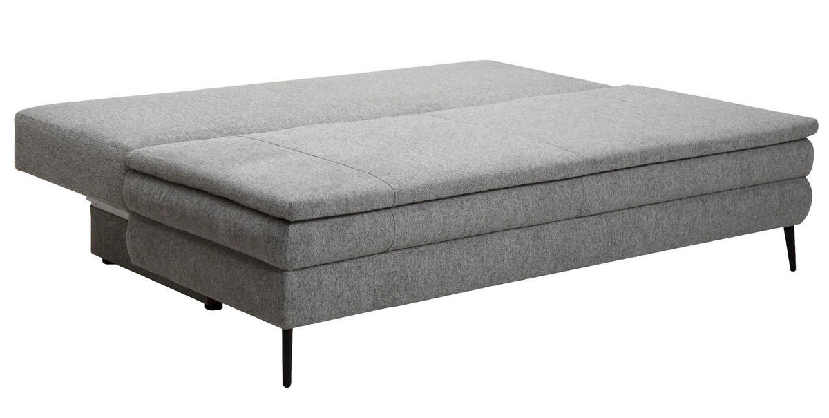 ZOFA S POSTELJNO FUNKCIJO,  siva tekstil  - črna/siva, Design, kovina/umetna masa (200/90/100cm) - Venda