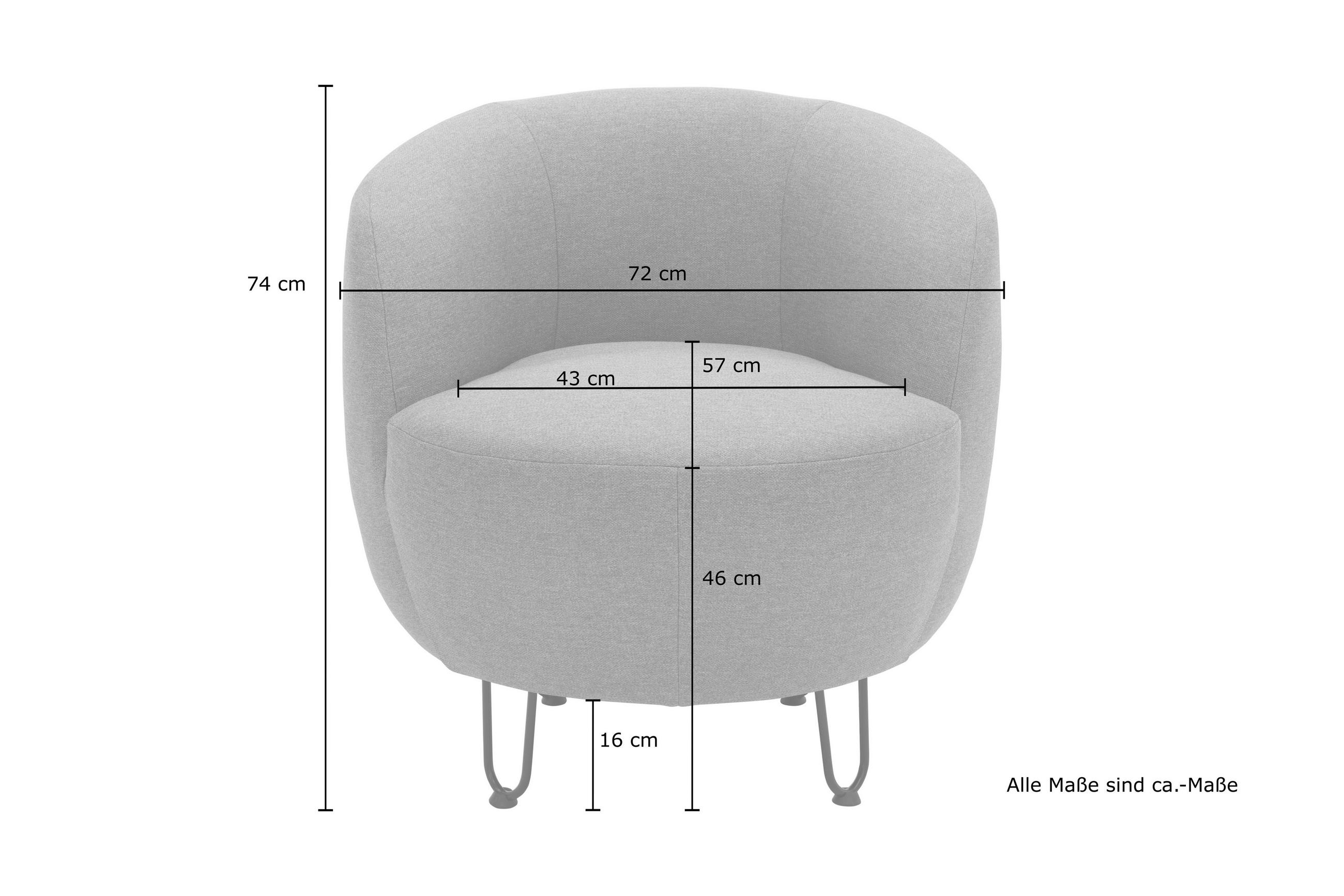 SESSEL Webstoff Rosa    - Schwarz/Rosa, Design, Textil/Metall (72/74/76cm) - MID.YOU