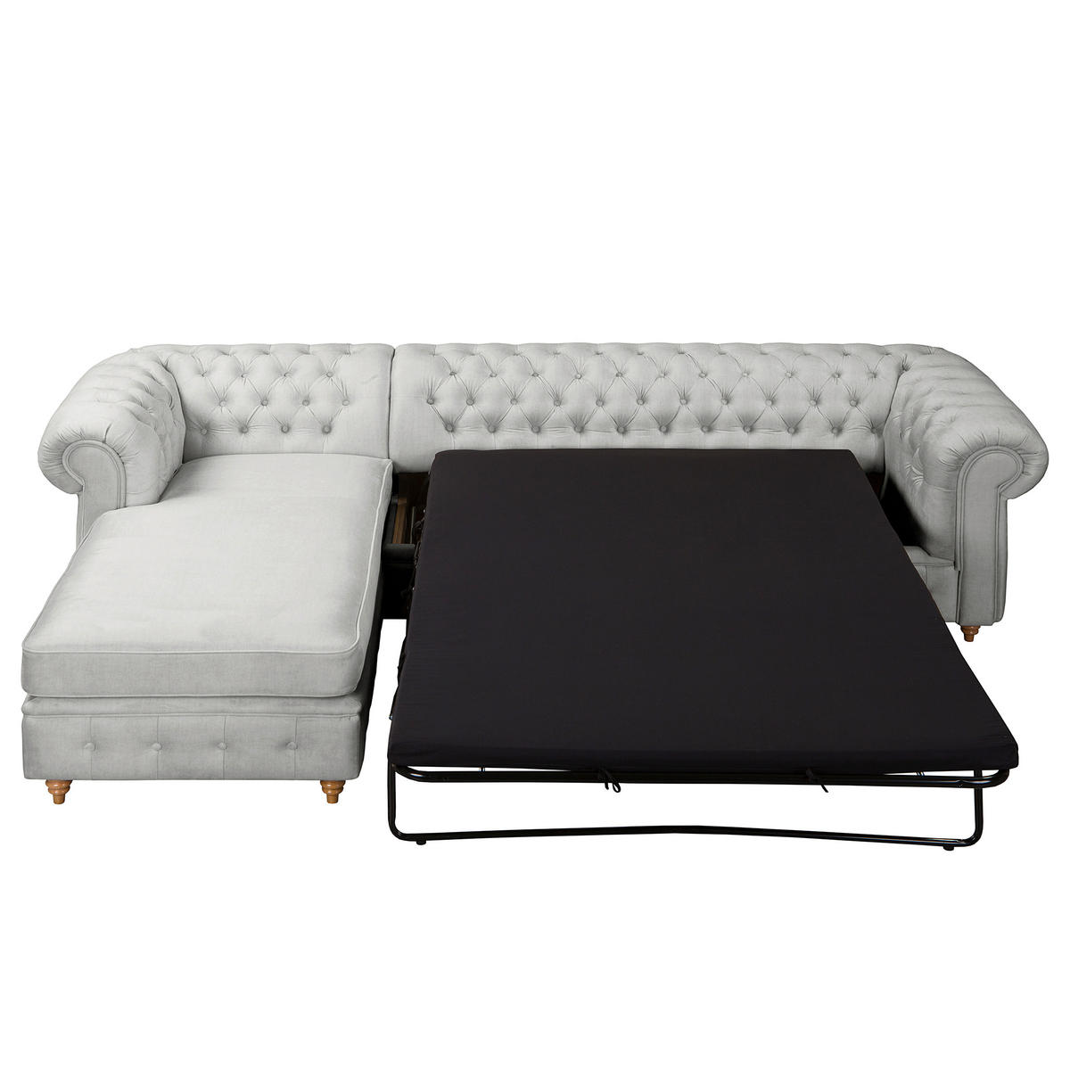 ECKSOFA Mikrofaser Hellgrau  - Hellgrau/Braun, Design, Holz/Textil (182/284cm) - P & B