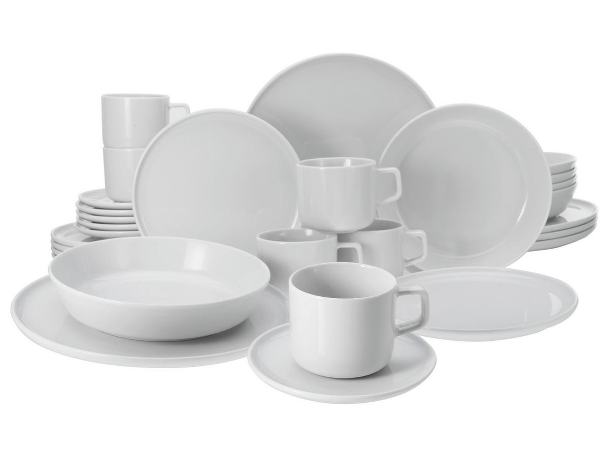 KOMBINOVANÁ SOUPRAVA, 30dílné, porcelán - bílá, Basics, keramika - Creatable