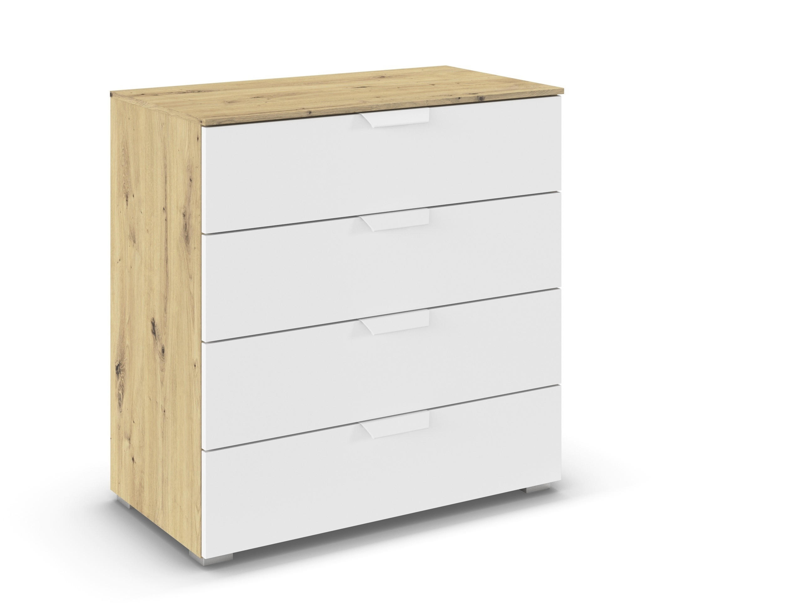 Carryhome Kommode Weiß, Eiche Artisan 80x81x42 cm