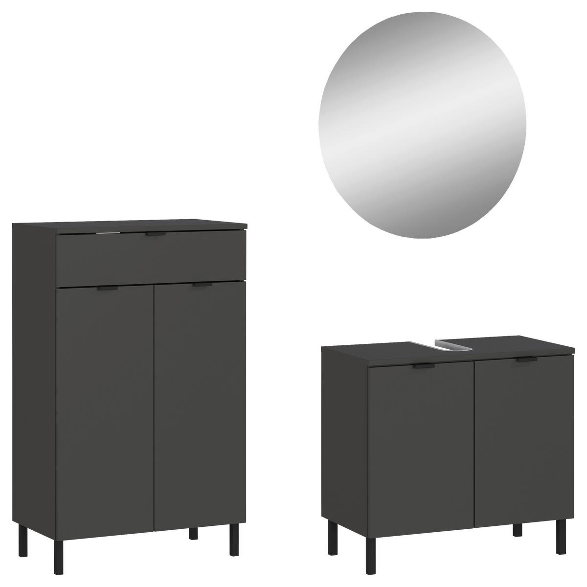 BADEZIMMER 3-teilig  in 120 cm  - Schwarz/Graphitfarben, MODERN, Holzwerkstoff/Metall (120cm) - Germania