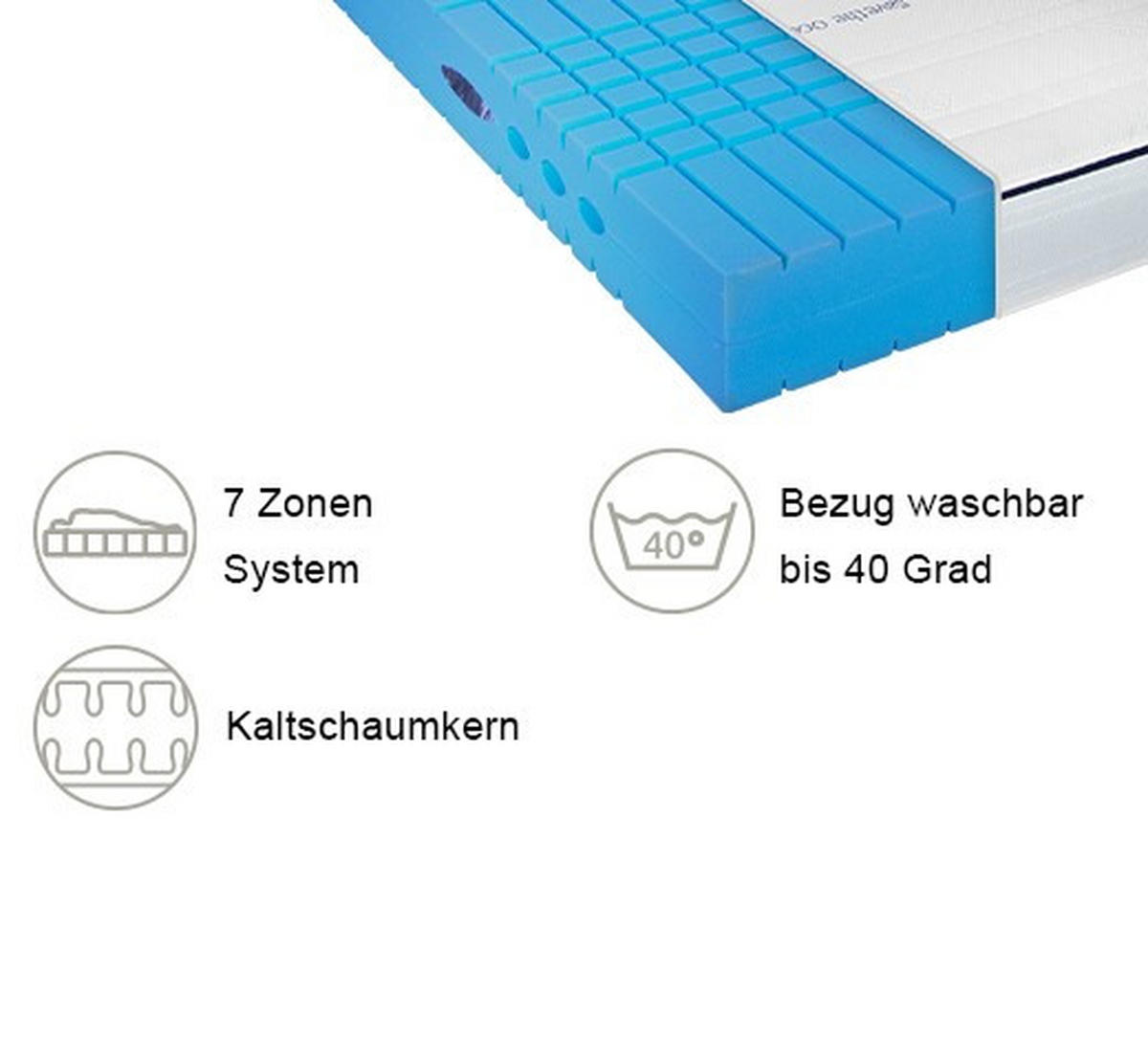 KALTSCHAUMMATRATZE Emotion S60 80/200 cm Höhe ca. 21 cm 7 -Zonen - Weiß, Basics, Textil (80/200cm) - Novel