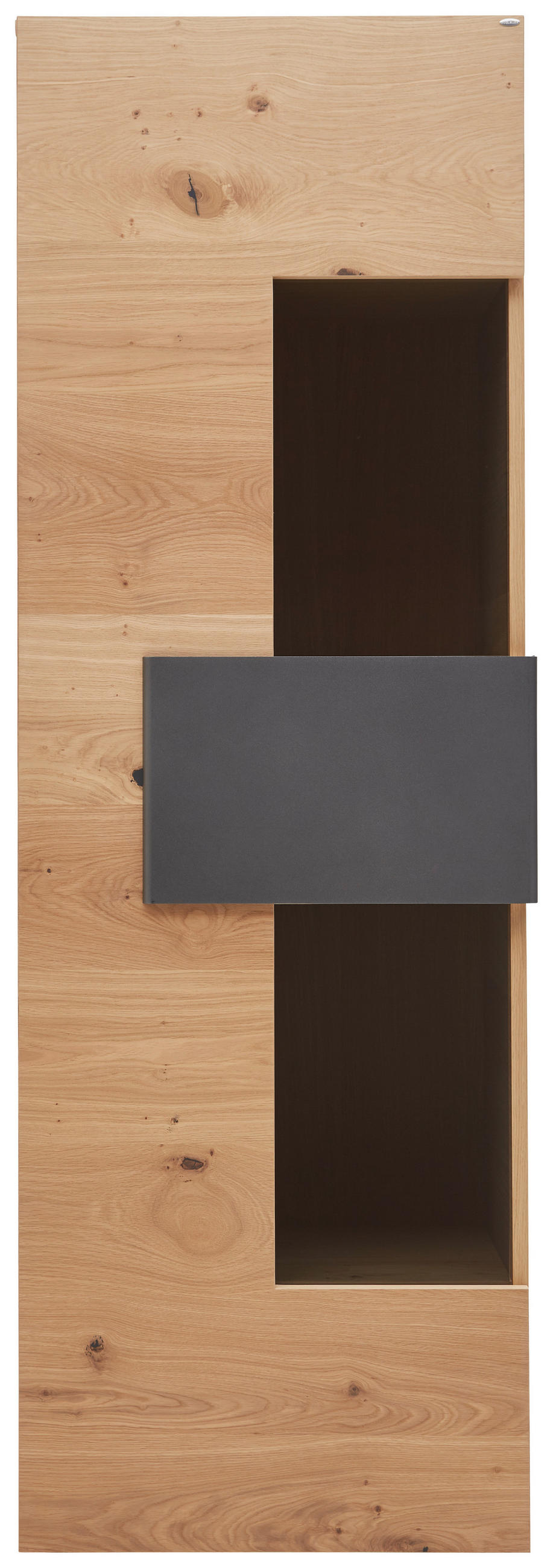 VITRINE V-Taurino Eichefarben, Anthrazit  65,2/194/44 cm  - Eichefarben/Anthrazit, Natur, Glas/Holz (65,2/194/44cm) - Voglauer