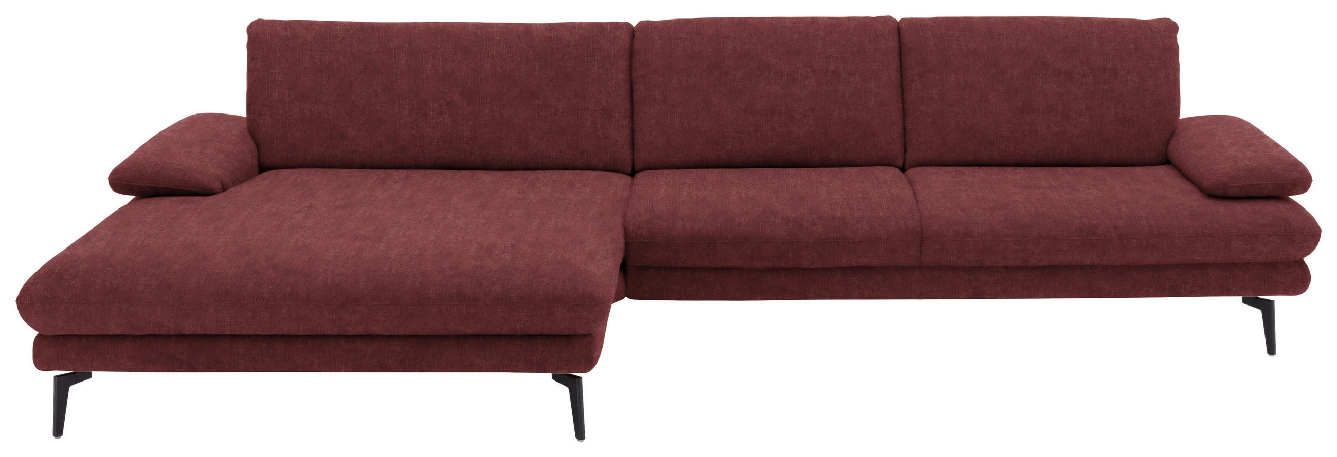 ECKSOFA in Velours Weinrot  - Weinrot/Schwarz, Design, Textil/Metall (180/310cm) - Dieter Knoll