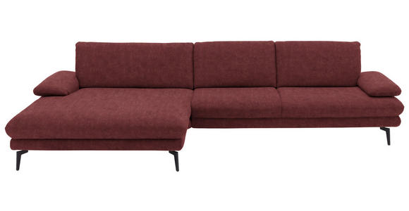ECKSOFA in Velours Weinrot 180/310 cm - Weinrot/Schwarz, Design, Textil/Metall (180/310cm) - Dieter Knoll