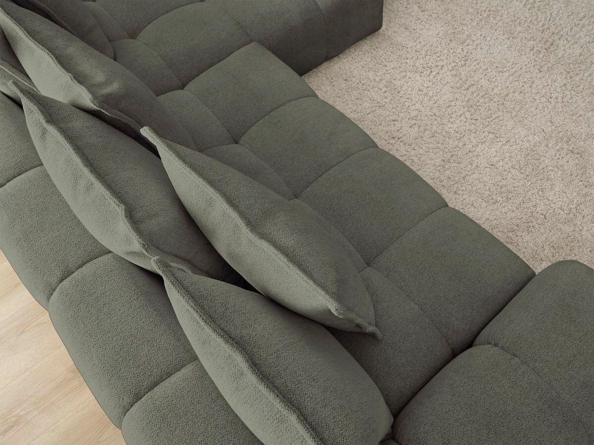 ECKSCHLAFSOFA EVEREST  mit Rücken echt, Armteil links, Armteil rechts Flachgewebe Grün  - Schwarz/Grün, MODERN, Kunststoff/Textil (318/180cm) - Livetastic