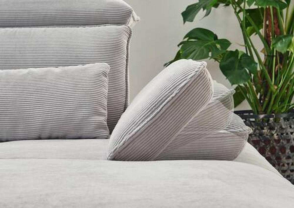 ECKSOFA in Cord Hellgrau  - Hellgrau/Schwarz, Design, Textil/Metall (301/202cm) - Moderano