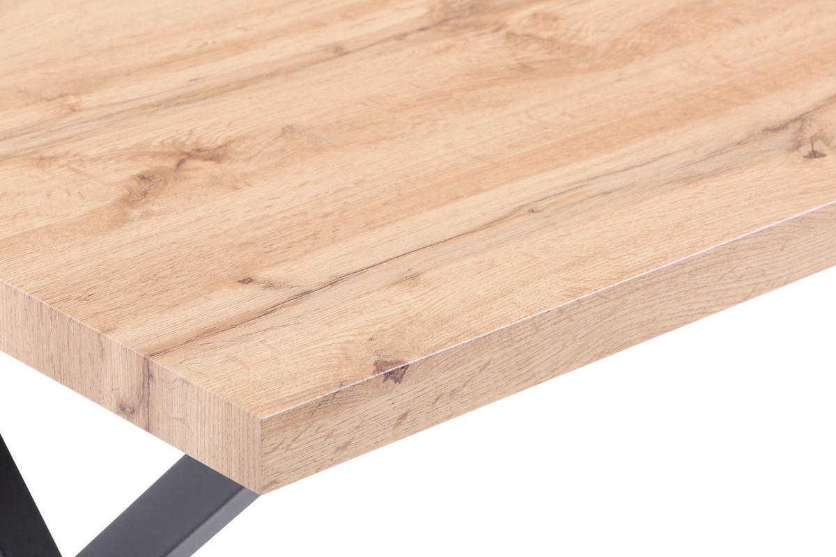 ESSTISCH rechteckig Naturfarben, Schwarz  - Schwarz/Naturfarben, Design, Holzwerkstoff/Metall (160/90/75cm) - Livetastic