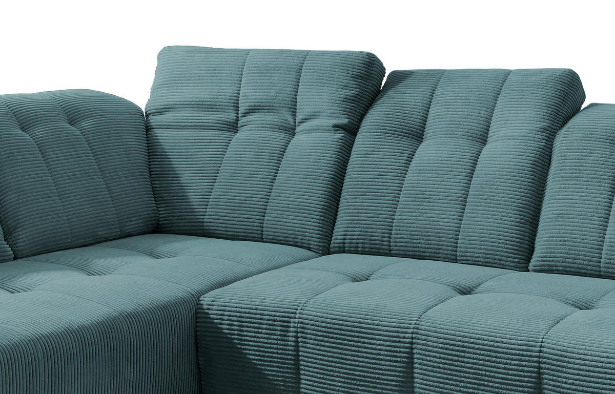 ECKSOFA in Cord Petrol  - Petrol/Schwarz, Modern, Textil/Metall (200/261cm) - Livetastic